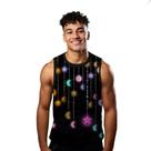 Camiseta Algodão Regata Verão Estilo Moda Praia Lua Estrelas Neon Brilho 593
