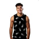 Camiseta Algodão Regata Verão Estilo Moda Praia Mãos Esqueleto Gesto Paz 505