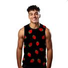 Camiseta Algodão Regata Verão Estilo Moda Praia Morango Cartoon Vermelho 609