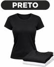 Camiseta Baby Look Básica Feminina Gola Redonda Malha Poliviscose Preta ou Branca