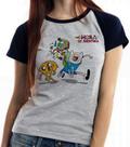 Camiseta Baby Look Blusa Feminina Adventure Time Jake Finn mochila