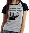 Camiseta Baby Look Blusa Feminina Albert Einstein gênio física imagination Camiseta Baby Look Blusa Feminina Albert Einstein gênio física imagination
