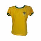 Camiseta Baby Look Brasil Feminina Amarela Jurema