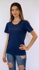 Camiseta baby look design 100% algodão azul marinho