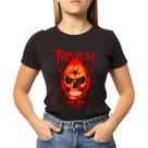 Camiseta Baby Look Feminina Banda Trivium Caveira Vermelha Camiseta Baby Look Feminina Banda Trivium Caveira Vermelha