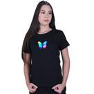 Camiseta Baby Look Feminina Borboleta Colorida