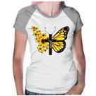 Camiseta Baby look feminina borboleta cruz Jesus Deus
