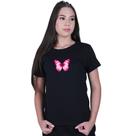Camiseta Baby Look Feminina Borboleta Rosa