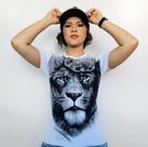 Camiseta baby look feminina gospel cristã leão coroa pecado zero