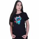 Camiseta Baby Look Feminina Lilo Stitch Duende Natal
