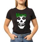 Camiseta Baby Look Feminina Misfits Logo Verde Algodão