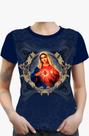Camiseta Baby Look Lançamento Sagrado Coração De Maria Azul Marinho