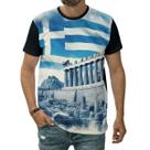 Camiseta Bandeira Da Grécia Ruínas Monte Licabeto Atenas