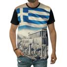 Camiseta Bandeira Da Grécia Ruínas Parthenon Monte Licabeto