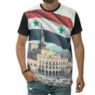 Camiseta Bandeira Da Síria Na Cidadela Alepo País Ásia Arte
