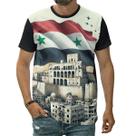 Camiseta Bandeira Da Síria Na Cidadela De Alepo País Ásia Camiseta Bandeira Da Síria Na Cidadela De Alepo País Ásia