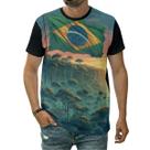 Camiseta Bandeira Do Brasil Floresta Selva Amazônia Arte