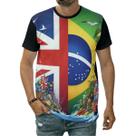 Camiseta Bandeira Do Reino Unido E Brasil Países Símbolo