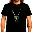 Camiseta Baquetas Rock Premium com Mangas Curtas na Cor Preta