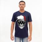 Camiseta Básica 100% Algodão Estampada - Caveira com Boné - P M G GG Camiseta Básica 100% Algodão Estampada - Caveira com Boné - P M G GG