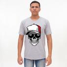 Camiseta Básica 100% Algodão Estampada - Caveira com Boné - P M G GG Camiseta Básica 100% Algodão Estampada - Caveira com Boné - P M G GG