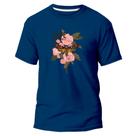 Camiseta Básica Algodão Premium Estampa Digital Flores Love Camiseta Básica Algodão Premium Estampa Digital Flores Love