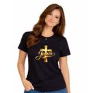 Camiseta Básica Baby Look 100% Algodão Católica Estampa em DTF Cruz Jesus EI-2641