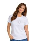 Camiseta Básica Baby look 100% Algodão Católica Estampa em DTF MARIA E O TERÇO EI-2621