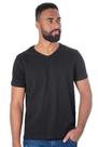 Camiseta Básica Cotton Blend Gola V Preta