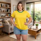 Camiseta Básica Feminina Amarela P/ Dtf Brasil Secagem Rápida cor:amarelotamanho:G3