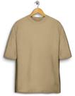 Camiseta Básica Lavada 100% Algodão Cáqui Oversized