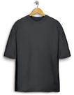 Camiseta Básica Lavada 100% Algodão Cinza Chumbo Oversized