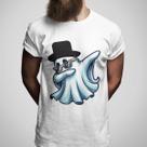 Camiseta Basica Masculina Algodão Premium Gola Redonda Estampa Cartoon Dab Fantasma Manga Curta