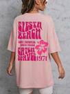 Camiseta Beach Waves Estampa Grafica Texto Surf Flores Praia Sol Blusa Manga Curta Ombro Caido Life Style Oversized Femi Camiseta Beach Waves Estampa Grafica Texto Surf Flores Praia Sol Blusa Manga Curta Ombro Caido Life Style Oversized Femi