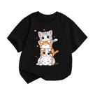 Camiseta BeWithYou Cute Cat para meninas e crianças, blusas de verão, preta