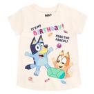 Camiseta Bluey Bingo Birthday branca tamanho 10-12