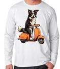Camiseta blusa de frio manga longa Cachorro boder collie lambreta