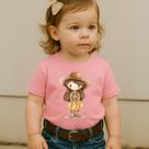 Camiseta Blusa Infantil Feminina Estampa Menina Fazendeira 020 Country Rodeio Roça Inverno Look