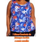 Camiseta Blusa Regata Plus Size Para o Verão Em Liganete Malha Fria Cores:1 Camiseta Estampa SortidaTamanho:G ao G3