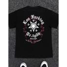 Camiseta Boxy Padrão de Homem Feminina Unissex Preta com Slogan e Gráfico de Pentagrama