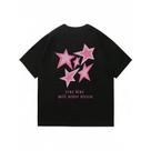 Camiseta Boxy Padrão de Homem Feminina Unissex Preta com Slogan e Gráfico de Pentagrama