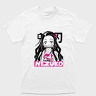 Camiseta branca Algodão e Drytec Demon Slayer Nezuko kamado Preto e rosa Tamanho:G1Tecido:100% Algodão