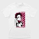 Camiseta branca Algodão e Drytec Demon Slayer Tanjiro kamado Fundo vinho Tamanho:MTecido:100% Algodão