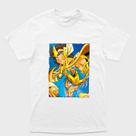 Camiseta branca Cavaleiros do zodiaco Aiolia de Leão e Milo de Escorpião Armadura de Leão e Milo Tamanho:G3Tecido: