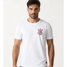 Camiseta Branca Corinthians Brasão Frente Bordado Masc