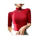 Camiseta Branca Feminina Casual - Algodão, Gola Alta e Manga Curta Camiseta Branca Feminina Casual - Algodão, Gola Alta e Manga Curta