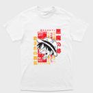 Camiseta Branca One Piece Monkey D. Luffy Vermelho e amarelo Tamanho:GGTecido:100% Algodão