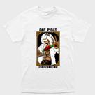 Camiseta Branca One Piece Trafalgar D. Water Law Usando casaco de pele Tamanho:MTecido:Drytec