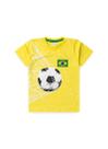Camiseta Brasil Infantil Menino Amarelo Bola no Gol Copa Do Mundo