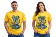 Camiseta Brasil Rumo ao Hexa 2026 Masculina/Feminina Copa Torcida Amarela e Verde